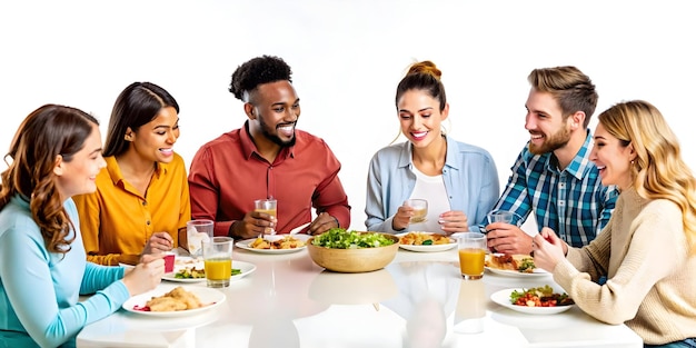 Улыбающиеся люди за столом